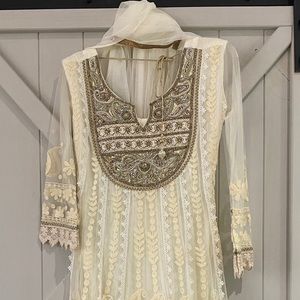 Handmade Indian wedding dress with vale.